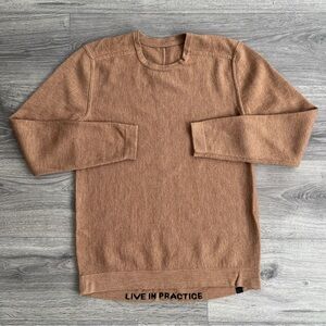 LULULEMON Mens Alpine Air Merino Wool Sweater Small Bark Brown Soft Knit Neutral